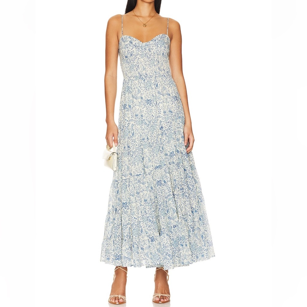 Worn once. Free people sundrenched printed maxi in blue combo. Size medium.
